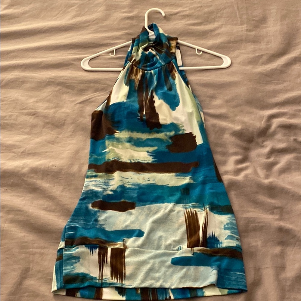 Blue and Brown Halter Top